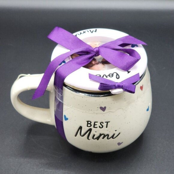 Best Mimi Ivory Ceramic Coffee Mug And Lid With Photo Ornament Gift Set 16oz - Picture 9 of 9